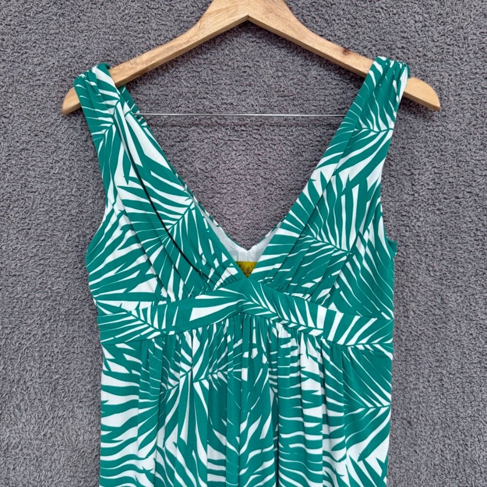 Nicole Miller Tropical Palm Print Jersey double V-neck dress Med - Picture 7 of 10